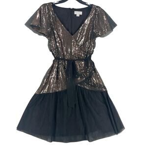 Jessica Simpson Dress Womens 14W Black Sequin Y2K Retro Party